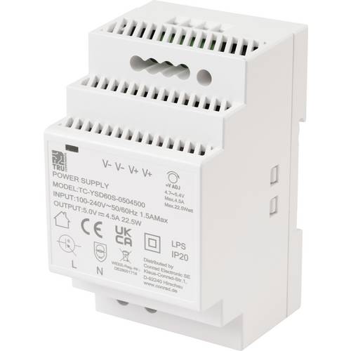 TRU COMPONENTS TC-13710876 Hutschienen-Netzteil (DIN-Rail) Verbrauch (StandBy) 0.3 W 5 V/DC 4.5 A 22.5 W Anzahl Ausgänge...