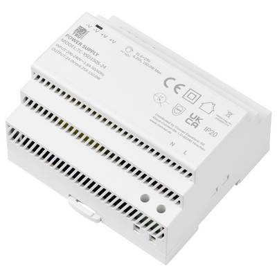 Eine Nahaufnahme eines weißen Netzteilgeräts, Modell LYCPS-150S-24, mit Sicherheitszertifizierungslogos und technischen Spezifikationen auf seiner Oberfläche.