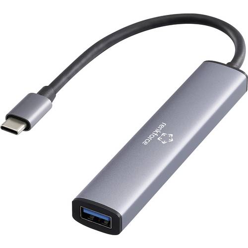 Renkforce RF-USBH-250 USB 3.0-Hub mit USB-C® Stecker Grau