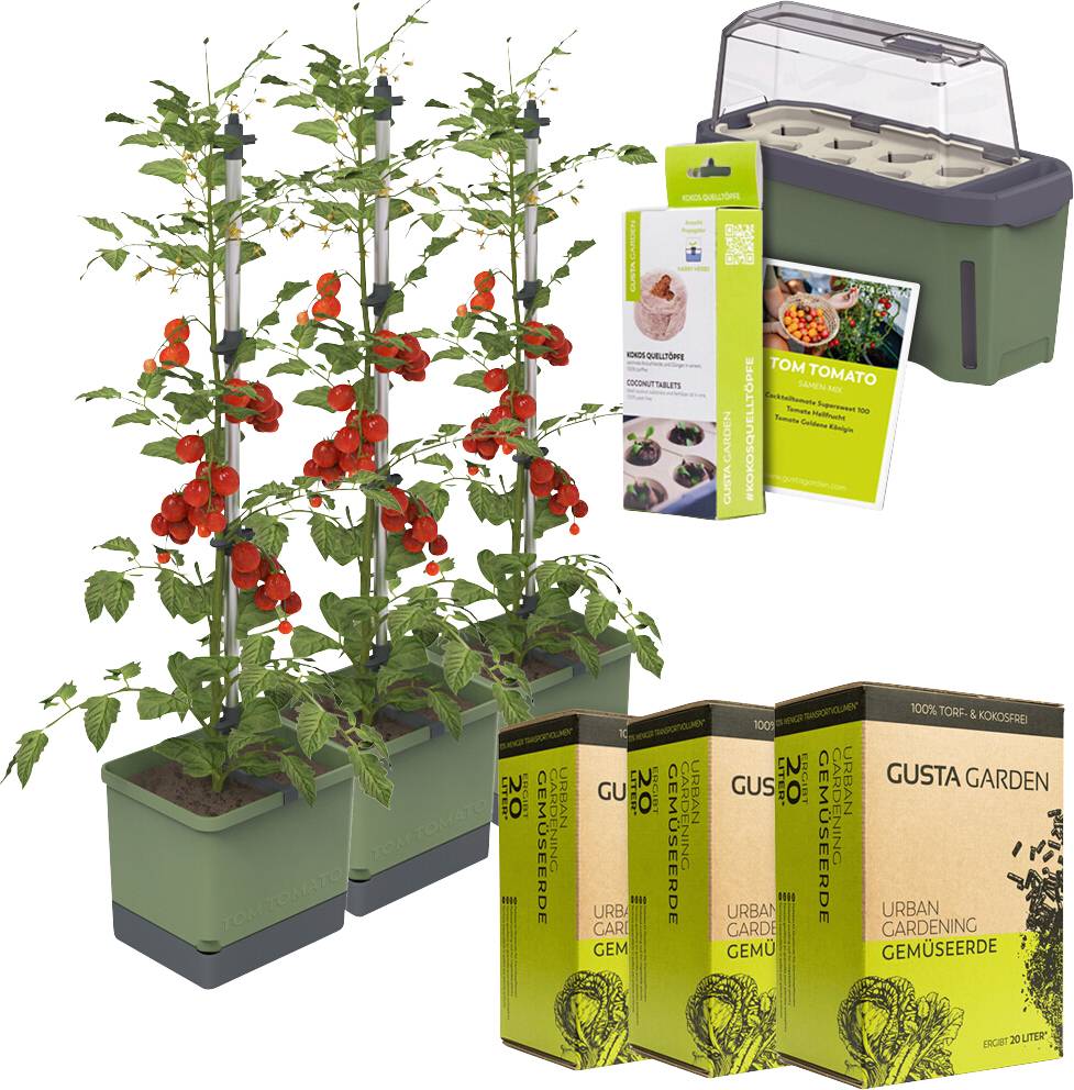 Gusta Garden Tomaten-Power-Set 9-teilig dunkelgrün TOM TOMATO / HARRY HERBS / Zubehör / W07068 Pflanzgefäß