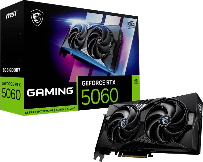 Thumbnail - MSI Grafikkarte Nvidia GeForce RTX 5060 8G Gaming OC 8 GB GDDR7-RAM PCIe x8 HDMI®, DisplayPort Übertaktet / Overclocked,...