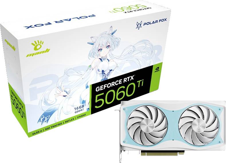 Manli Grafikkarte Nvidia GeForce RTX 5060 Ti Polar Fox OC 16 GB GDDR7-RAM PCIe x8 HDMI®, DisplayPort Übertaktet / Overcl...