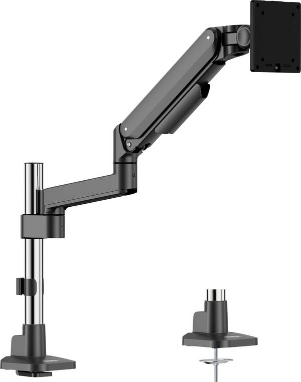 SpeaKa Professional SP-MM-1050 Monitor-Tischhalterung 1 Display(s) 38,1 cm (15") - 101,6 cm (40") Schwarz/Silber Neigbar, Schwenkbar