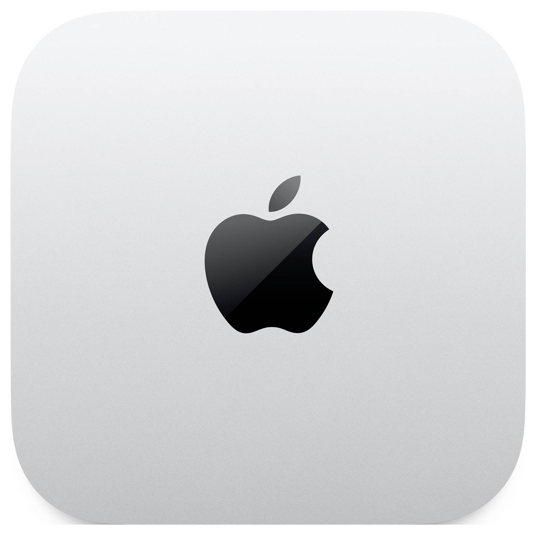 Apple-Logo auf einem grauen Hintergrund, zentriert und prominent platziert.