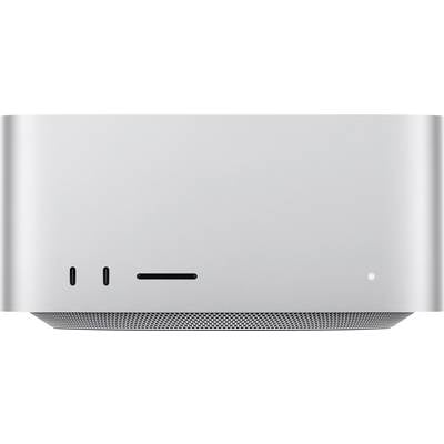 Ein silbernes elektronisches Gerät mit einer minimalistischen Frontplatte, die zwei kleine Schlitze, einen horizontalen Schlitz und eine Kontrollleuchte aufweist.