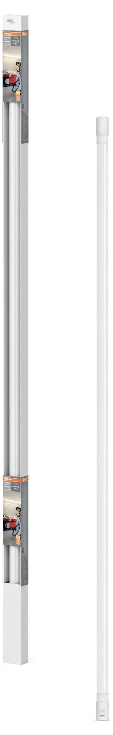 Eine weiße T8-LED-Leuchtröhre in einer teilweise geöffneten Verpackung, die moderne Beleuchtungslösung zeigt.