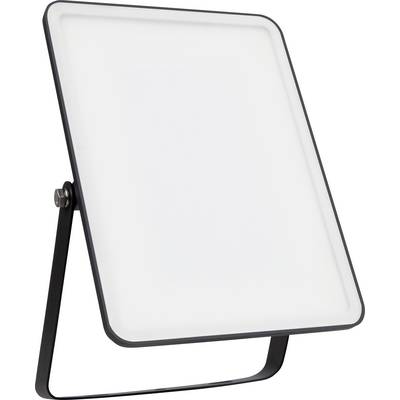 Rechteckige Tageslichtlampe mit schwarzem Ständer, freistehend. Verwendet zur Verbesserung der Raumbeleuchtung.