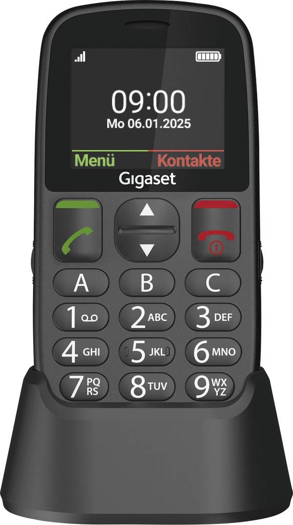 Gigaset GL395 Handy SOS Taste, Spritzwassergeschützt, Staubgeschützt Schwarz
