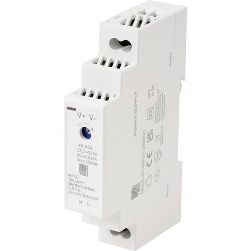 TRU COMPONENTS TC-13713364 Hutschienen-Netzteil (DIN-Rail) Verbrauch (StandBy) 0.3 W 24 V/DC 0.625 A 15 W Anzahl Ausgäng...