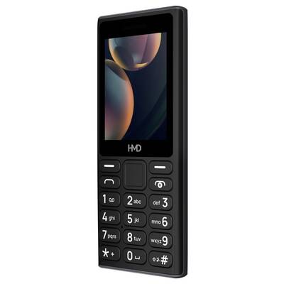 Ein einfaches Mobiltelefon mit Tastenfeld, kleinem Display und dem Logo der Marke HMD über den Tasten.