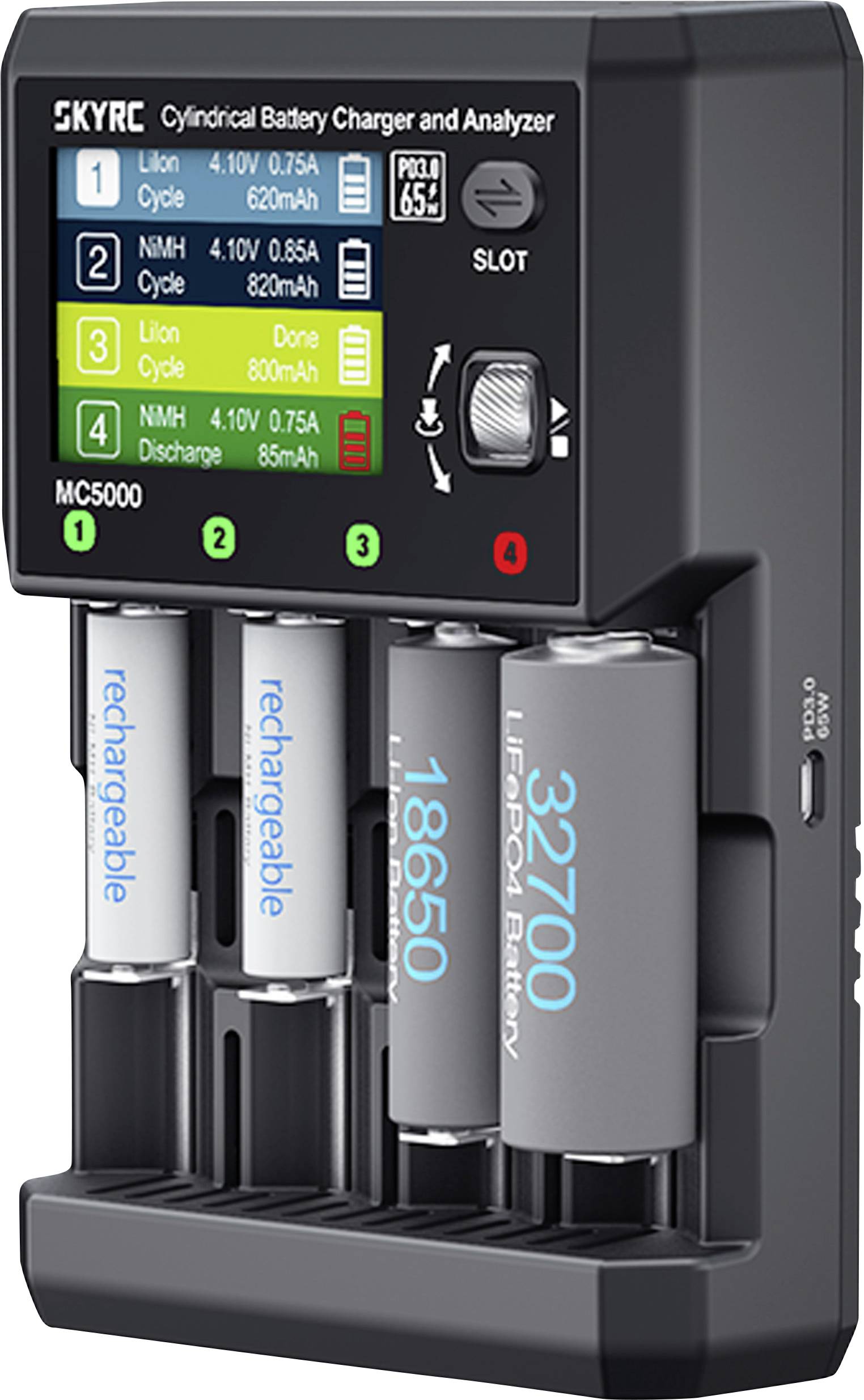 SKYRC MC5000 Ladegerät LiIon, Li-ion HV, LiFe, NiMH, NiCd, eneloop, NiZn, RAM, LTO, Na-ion Mignon (AA), Micro (AAA), Min...