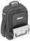 Schwarzer Rucksack mit dem Schriftzug 'cimco', mehrere Fächer, und eine transparente Aufbewahrungsbox an der Vorderseite.
