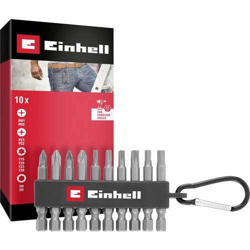Einhell Karabiner Bit Set 10tlg 118623 Bit-Set 1/4 (6.3 mm), PH, PZ, TORX, Sechskant