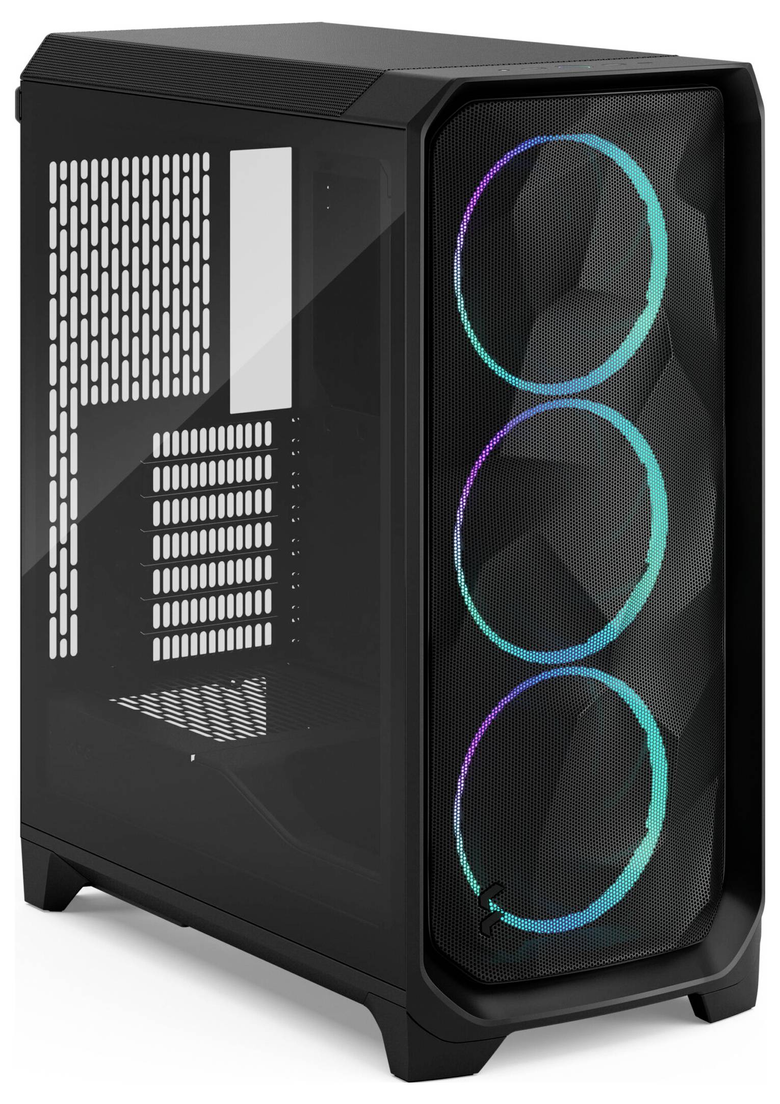 Fractal Design FD-C-MES3A-06 Tower PC-Gehäuse Schwarz Integrierte Beleuchtung, Staubfilter, 3 vorinstallierte Lüfter, Se-2