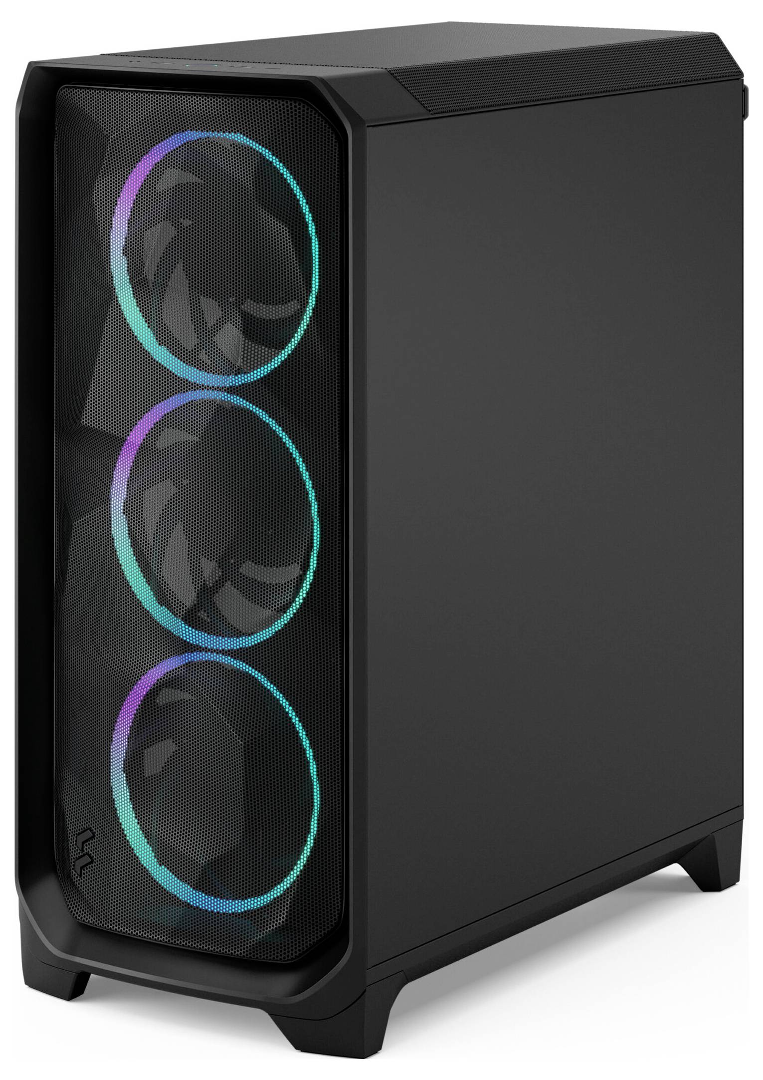 Fractal Design FD-C-MES3A-06 Tower PC-Gehäuse Schwarz Integrierte Beleuchtung, Staubfilter, 3 vorinstallierte Lüfter, Se-3