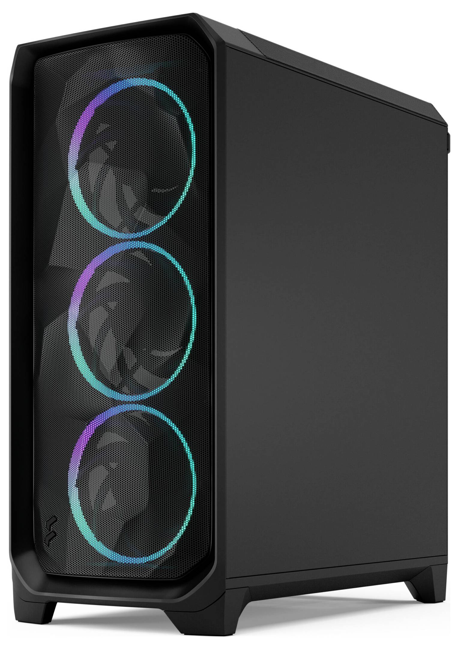 Fractal Design FD-C-MES3A-06 Tower PC-Gehäuse Schwarz Integrierte Beleuchtung, Staubfilter, 3 vorinstallierte Lüfter, Se-4
