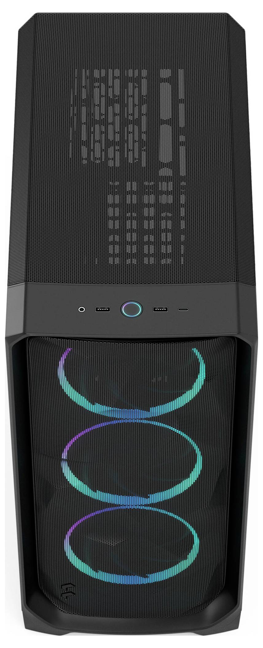 Fractal Design FD-C-MES3A-06 Tower PC-Gehäuse Schwarz Integrierte Beleuchtung, Staubfilter, 3 vorinstallierte Lüfter, Se-5