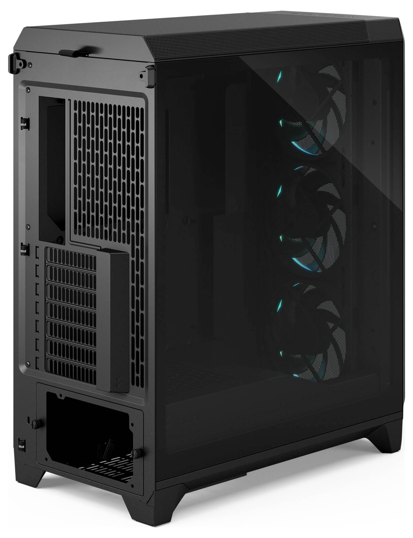 Fractal Design FD-C-MES3A-06 Tower PC-Gehäuse Schwarz Integrierte Beleuchtung, Staubfilter, 3 vorinstallierte Lüfter, Se-9