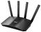 Ein WLAN-Router mit vier nach oben gerichteten Antennen, entwickelt für verbesserte drahtlose Konnektivität.