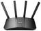 Ein schwarzer WLAN-Router mit vier Antennen, auf dem Frontpanel mit "Asus" beschriftet.