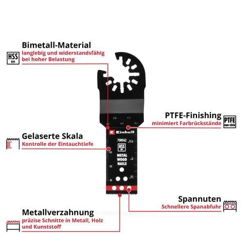 Einhell 708042 Tauchsägeblatt BIM Met, 22mm Bimetall Multifunktionswerkzeug-Zubehör-Set 22 mm 1 St.