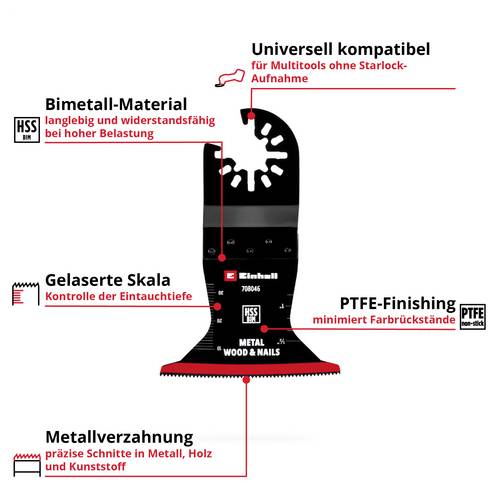 Einhell 708046 Tauchsägeblatt BIM Met, 65mm Bimetall Multifunktionswerkzeug-Zubehör-Set 65 mm 1 St.