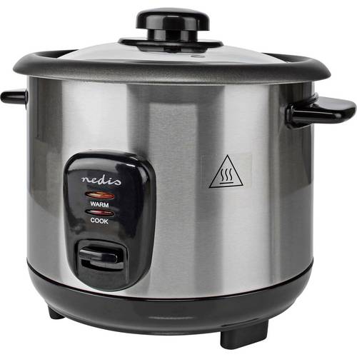 Nedis KARC110AL Reiskocher Silber, Schwarz Kontrollleuchte, Antihaftbeschichtung