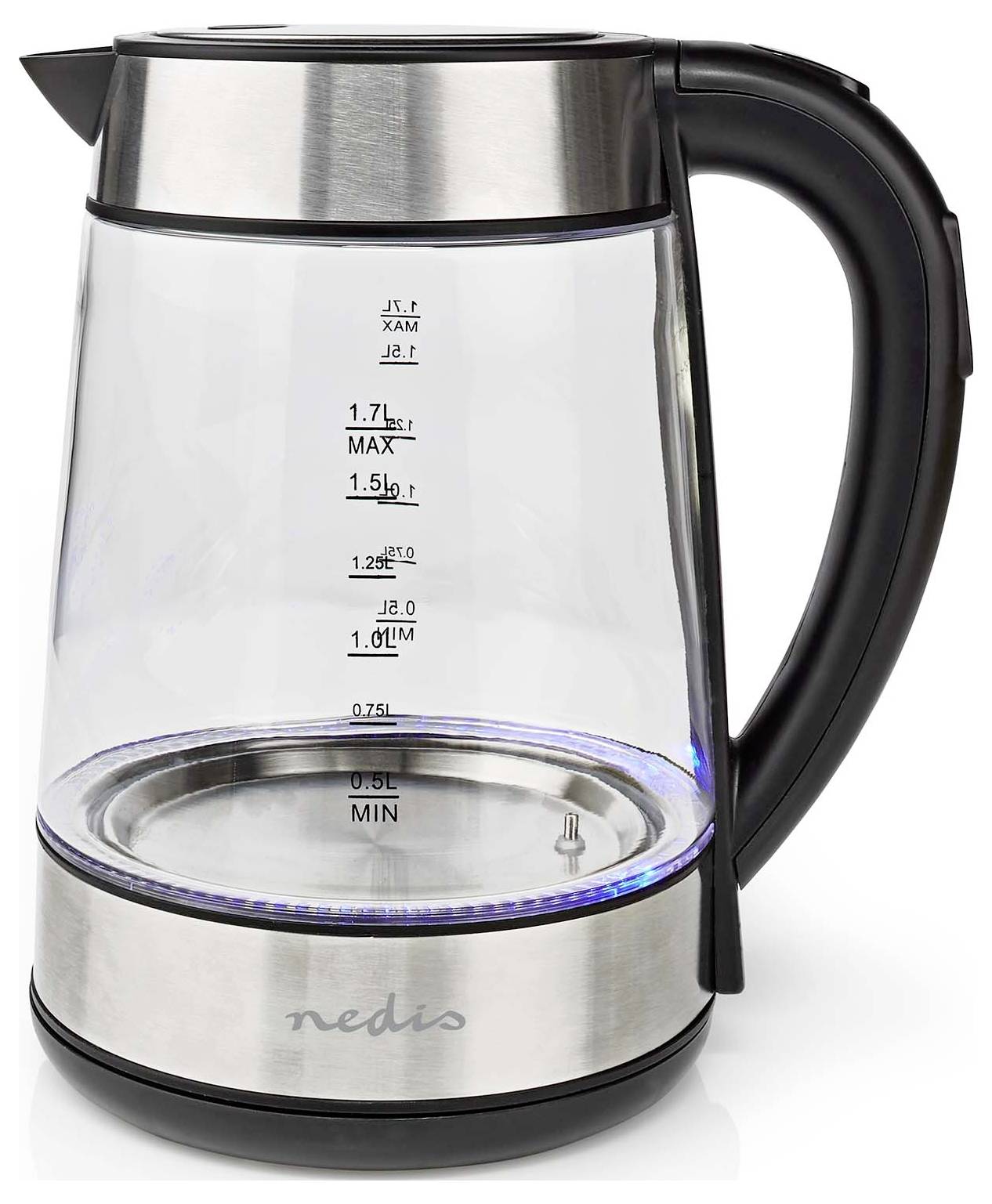 Nedis KAWK320EGS Wasserkocher Silber, Transparent Fassungsvermögen: 1.7 l-1