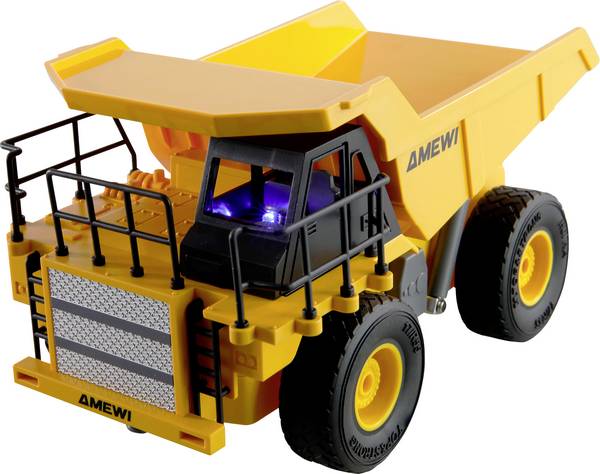 Amewi 22709 AMEWI - RC Baustelle Kipper Li-Ion Akku 500mAh 1:24 Elektro Baufahrzeug RtR mit Lichteffekt
