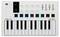 Ein weißes MIDI-Keyboard mit 25 Tasten, Drehreglern, Pads und Schiebereglern. Markiert 'MINILAB 3' und 'ARTURIA' oben.