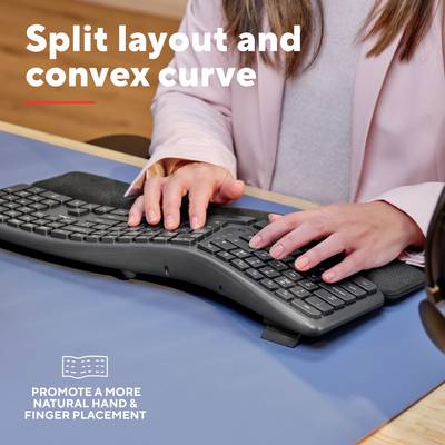 Trust Keyra ERGO Wireless Multi Keyboard DE Bluetooth®, Kabellos Tastatur Ergonomisch Deutsch, QWERTZ Schwarz-4