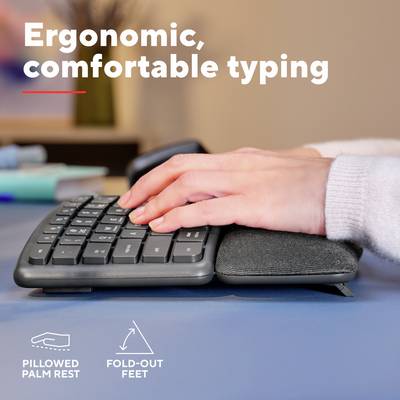 Trust Keyra ERGO Wireless Multi Keyboard DE Bluetooth®, Kabellos Tastatur Ergonomisch Deutsch, QWERTZ Schwarz-5