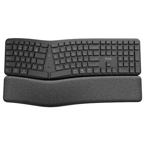 Trust Keyra ERGO Wireless Multi Keyboard DE Bluetooth®, Kabellos Tastatur Ergonomisch Deutsch, QWERTZ Schwarz