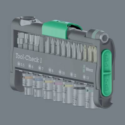 Wera Tool-Check 1 05049050001 Bit-Set 32teilig Schlitz, Kreuzschlitz Phillips, Kreuzschlitz Pozidriv, Innen-Sechskant, I-3