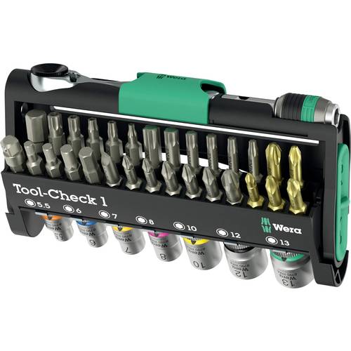 Wera Tool-Check 1 05049050001 Bit-Set 32teilig Schlitz, Kreuzschlitz Phillips, Kreuzschlitz Pozidriv, Innen-Sechskant, I...