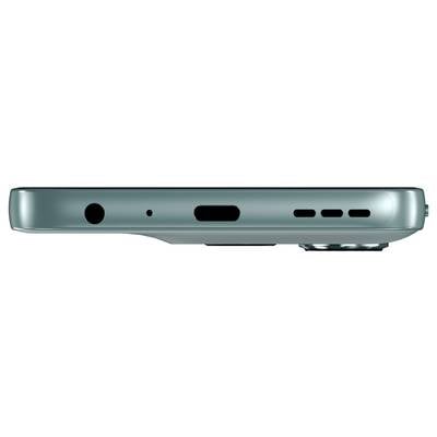 Ein rotes Smartphone von der Seite betrachtet, das ein Dolby Atmos-Logo und eine Kamerawölbung anzeigt.