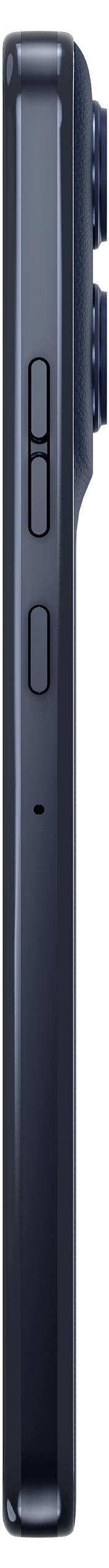 Seitenansicht eines Smartphones mit Tasten und der Kamerawölbung in der oberen rechten Ecke, die sein schlankes Profil und sein elegantes Design hervorhebt.