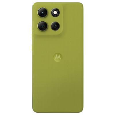 Smartphone-Bildschirm mit einem blauen abstrakten Wellenmuster, mit dem 'moto ai'-Logo und dem Text 'edge 60 FUSION' auf der Seite.