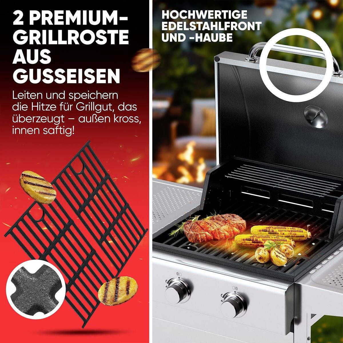 Profi Cook PC-GG 1309 Gas Gas-Grill 2 Brenner Silber-1