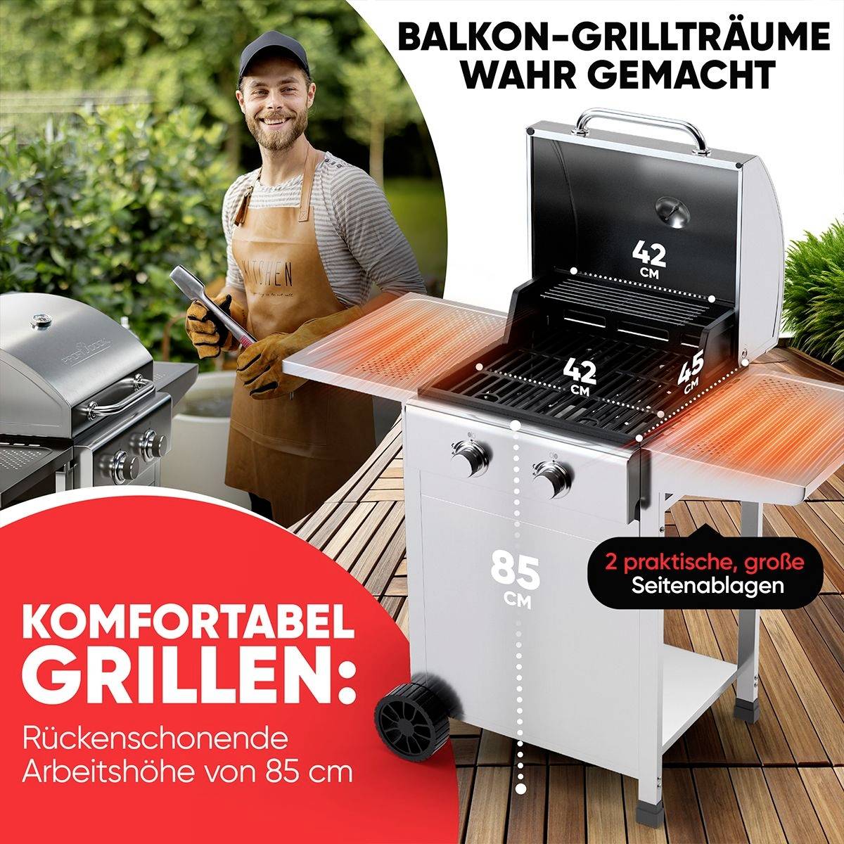 Profi Cook PC-GG 1309 Gas Gas-Grill 2 Brenner Silber-5