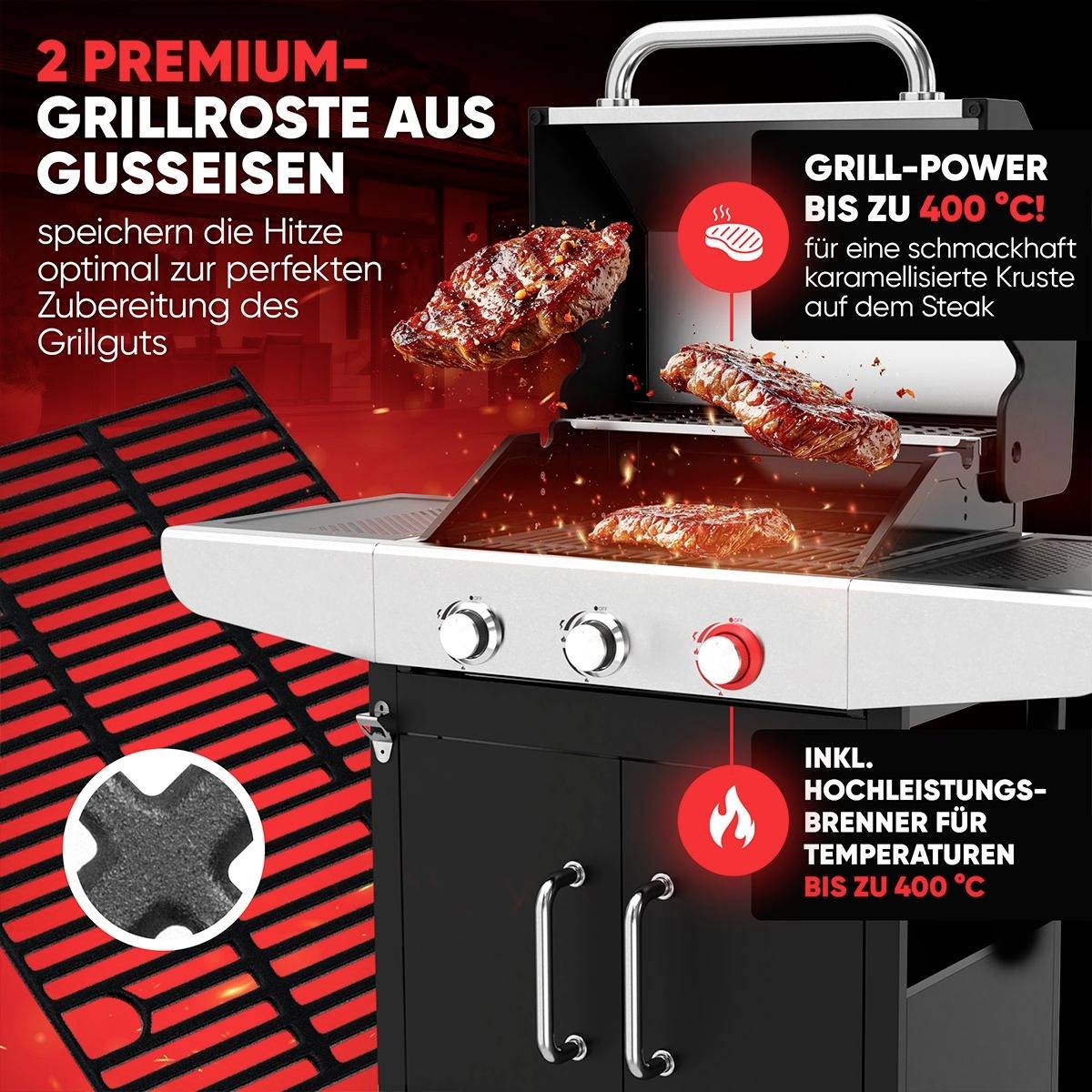 Profi Cook PC-GG 1310 Gas Gas-Grill 3 Brenner Schwarz-1