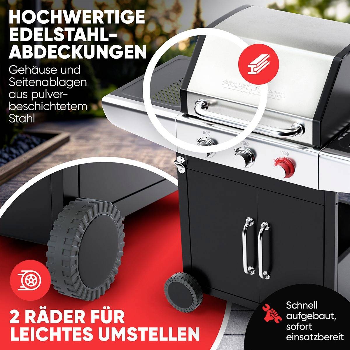 Profi Cook PC-GG 1310 Gas Gas-Grill 3 Brenner Schwarz-3