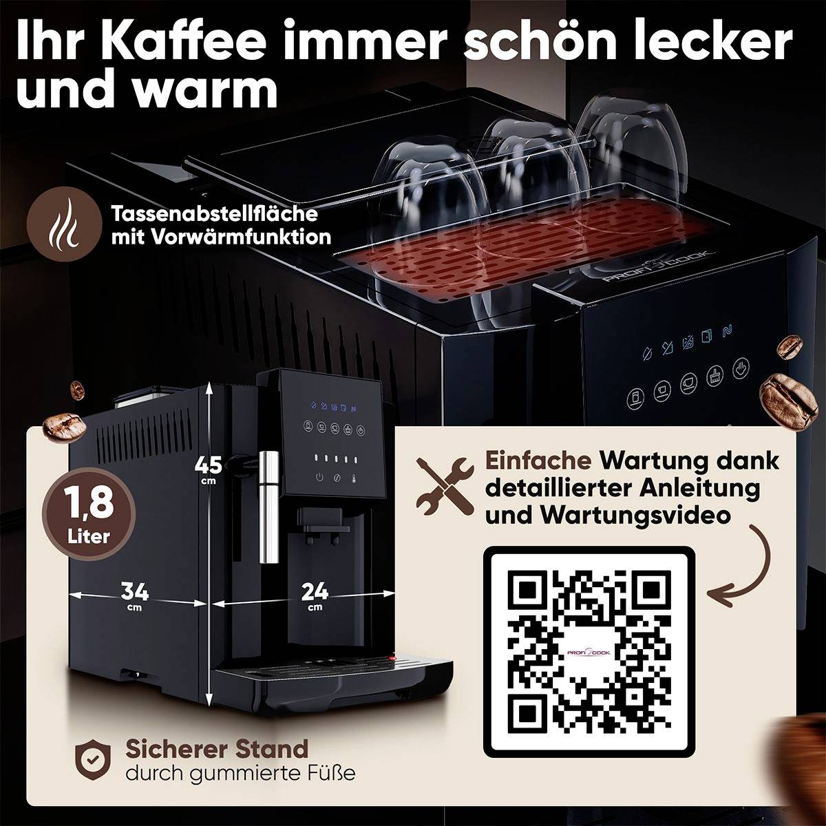 ProfiCook Kaffeevollautomat PC-KAV 1281 schwarz-8