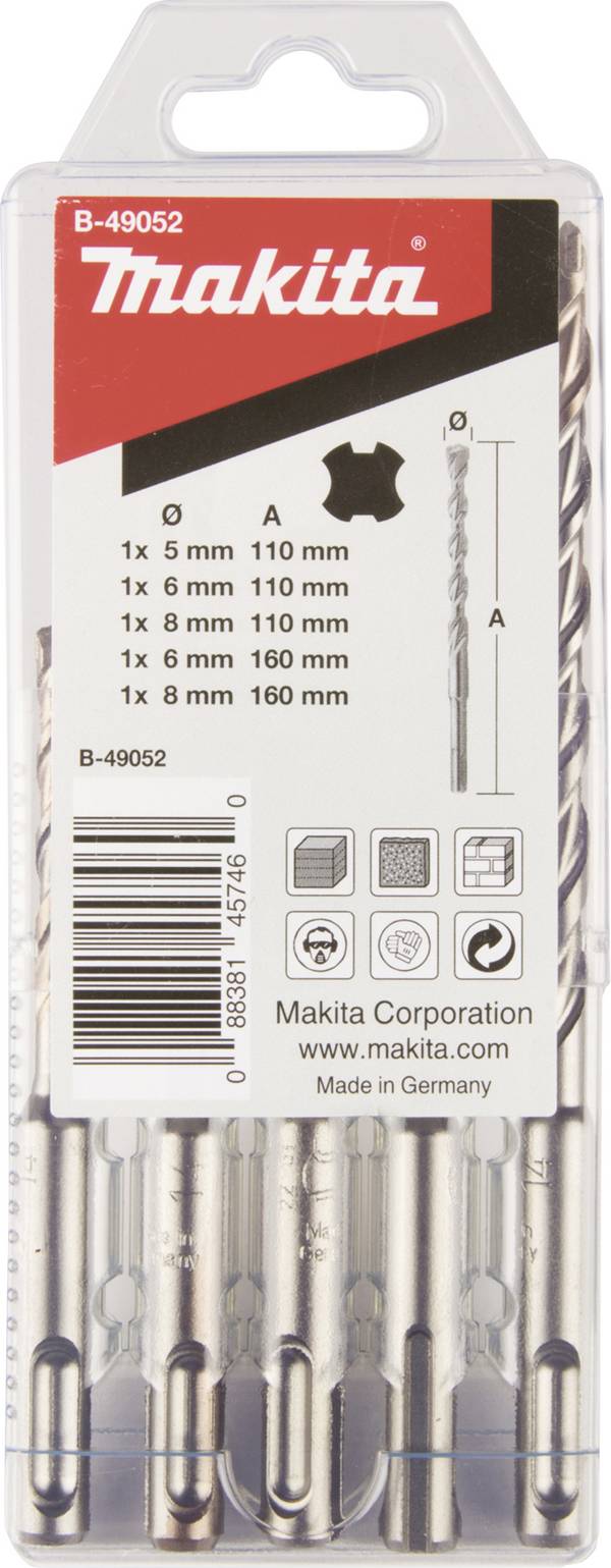 Makita  B-49052  Stein-Spiralbohrer-Set  5 mm, 6 mm, 8 mm  SDS-Plus 1 Set