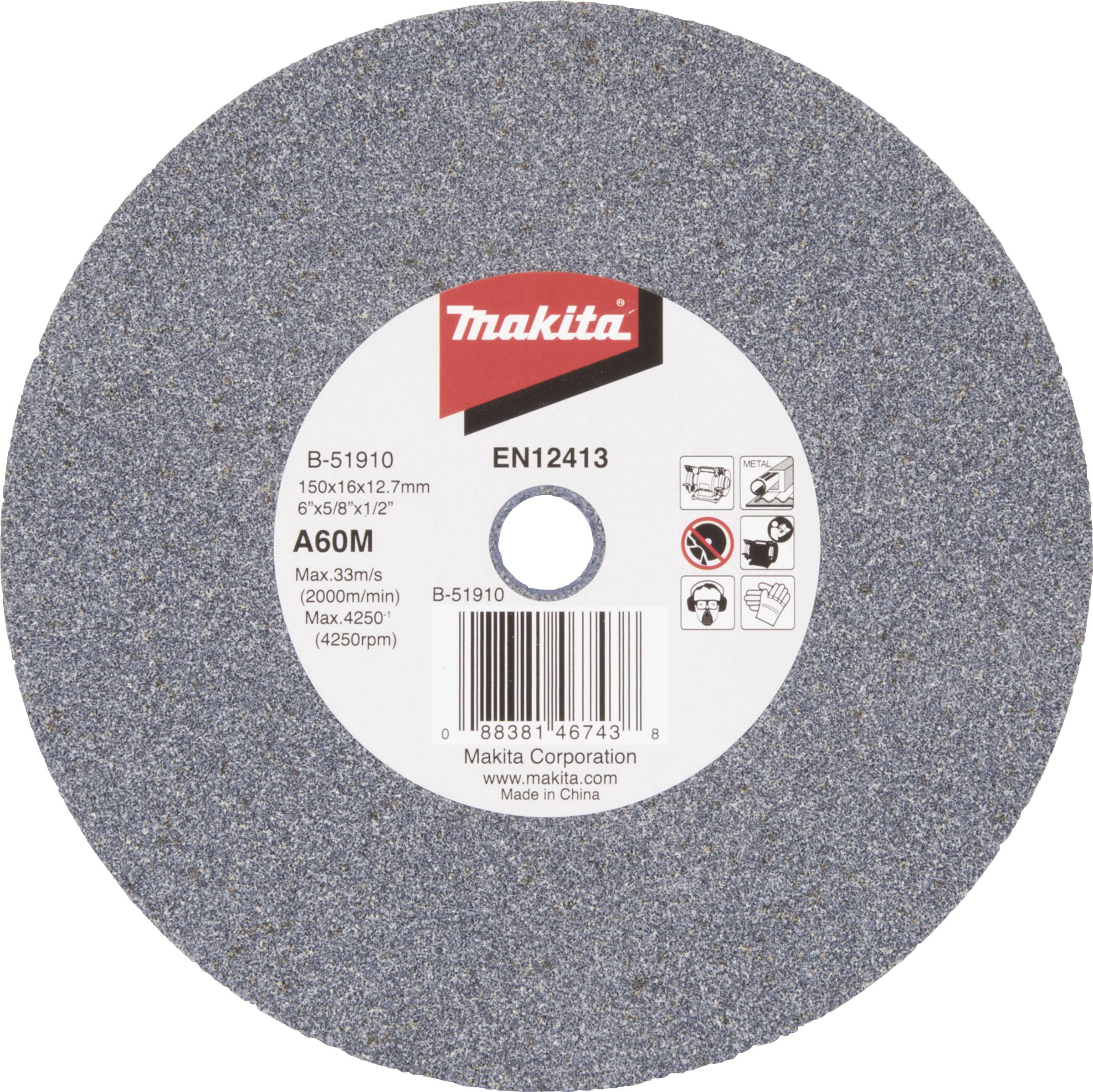 Makita B-51910 Makita Schleifstein A60M 150x16x12,7 B-51910 Durchmesser 150 mm 1 St.
