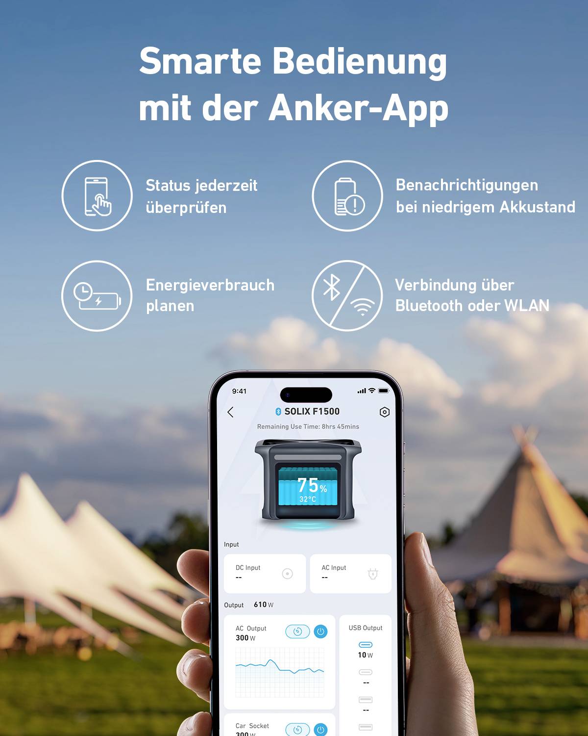 Anker SOLIX F1500 Powerstation 480 Ah Lithiumeisenphosphat LED Taschenlampe, Outdoor-31