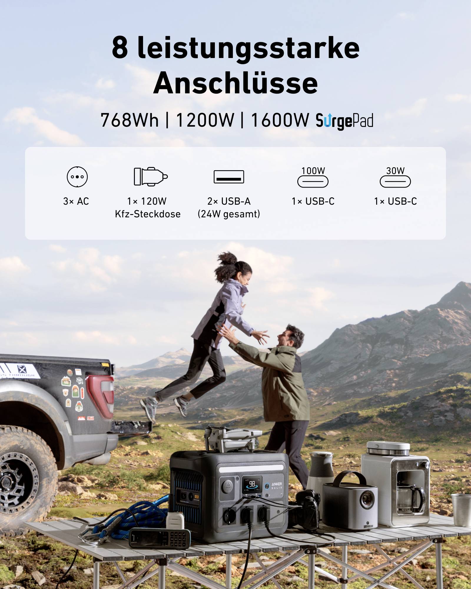 Anker SOLIX C800X Powerstation LiFePO 4 LED Taschenlampe, Outdoor-31