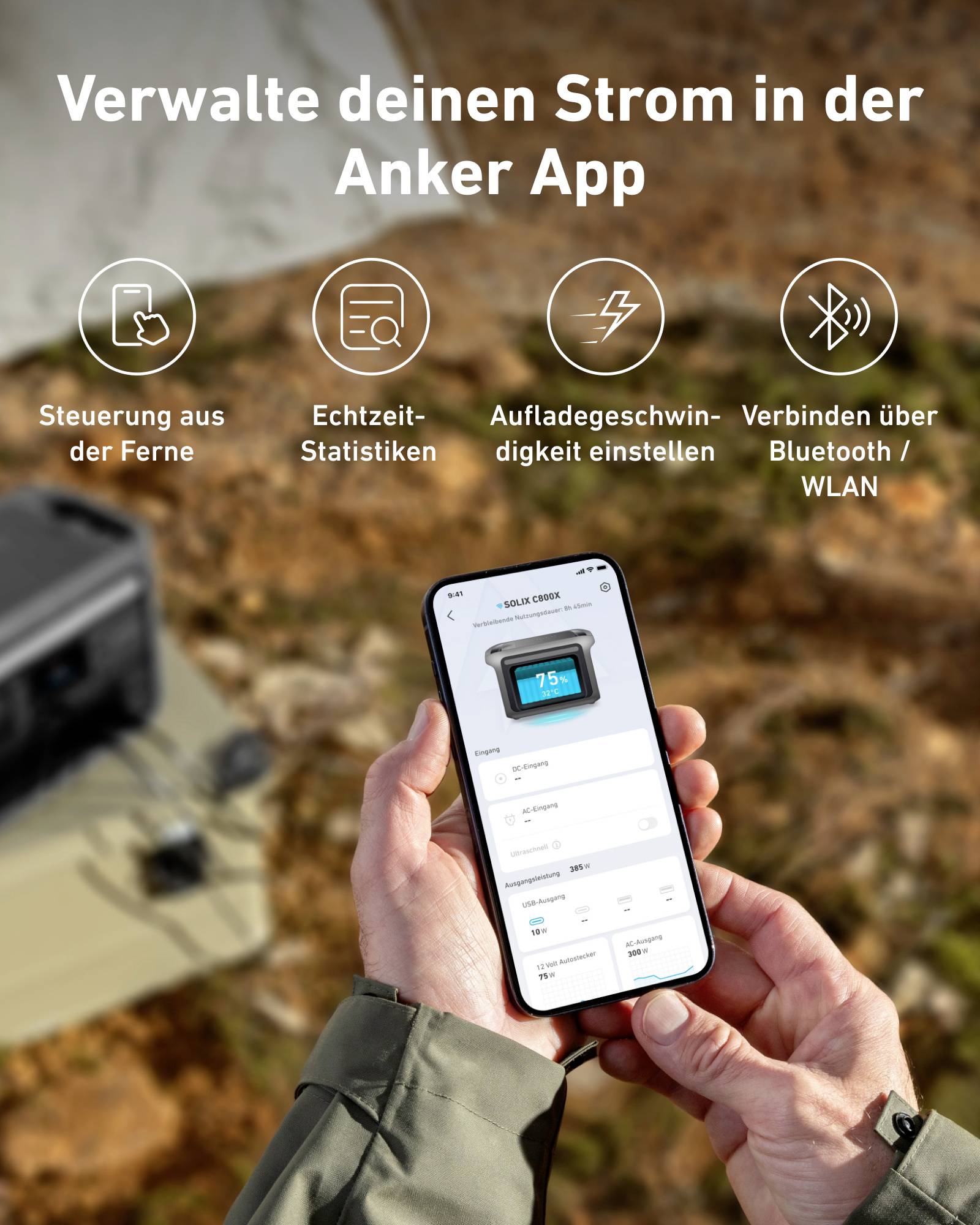 Anker SOLIX C800X Powerstation LiFePO 4 LED Taschenlampe, Outdoor-33