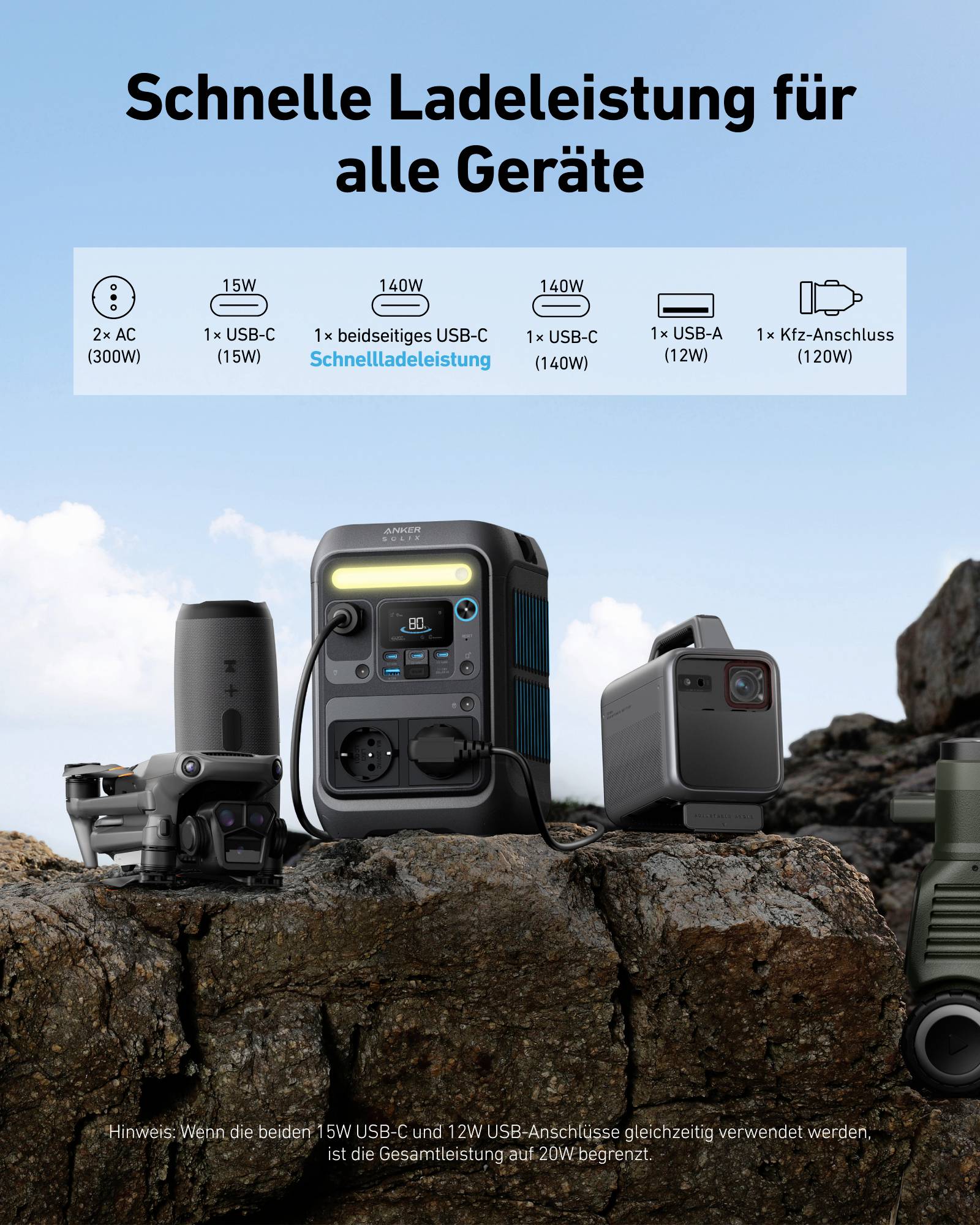 Anker SOLIX C300X AC/DC tragbare Powerstation 288Wh 300W-29