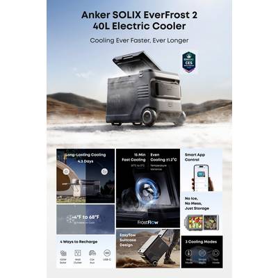 Anker SOLIX EverFrost 2 Akku-Kühlbox EEK: B (A - G) 40 l -20°C bis 20 °C-21